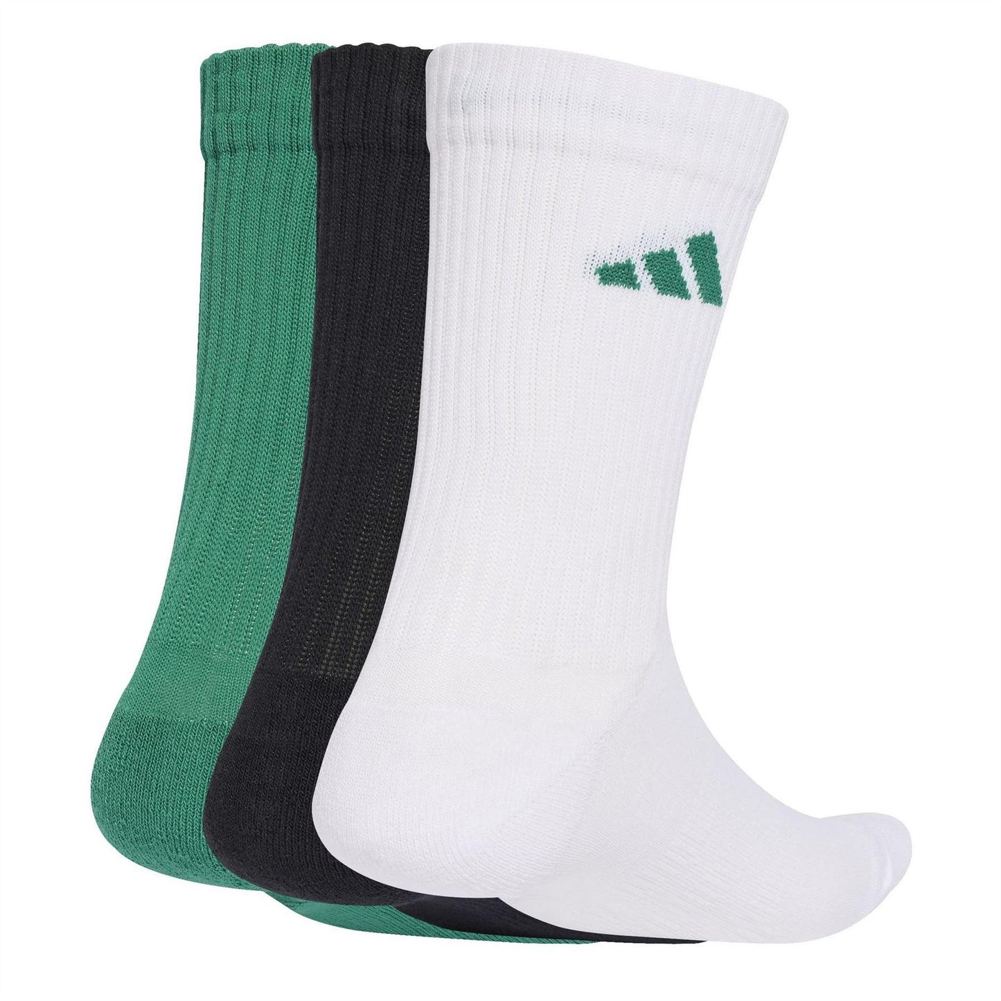Green-Yellow - Front - Adidas Unisex Adult Crew Socks (Pack of 3)