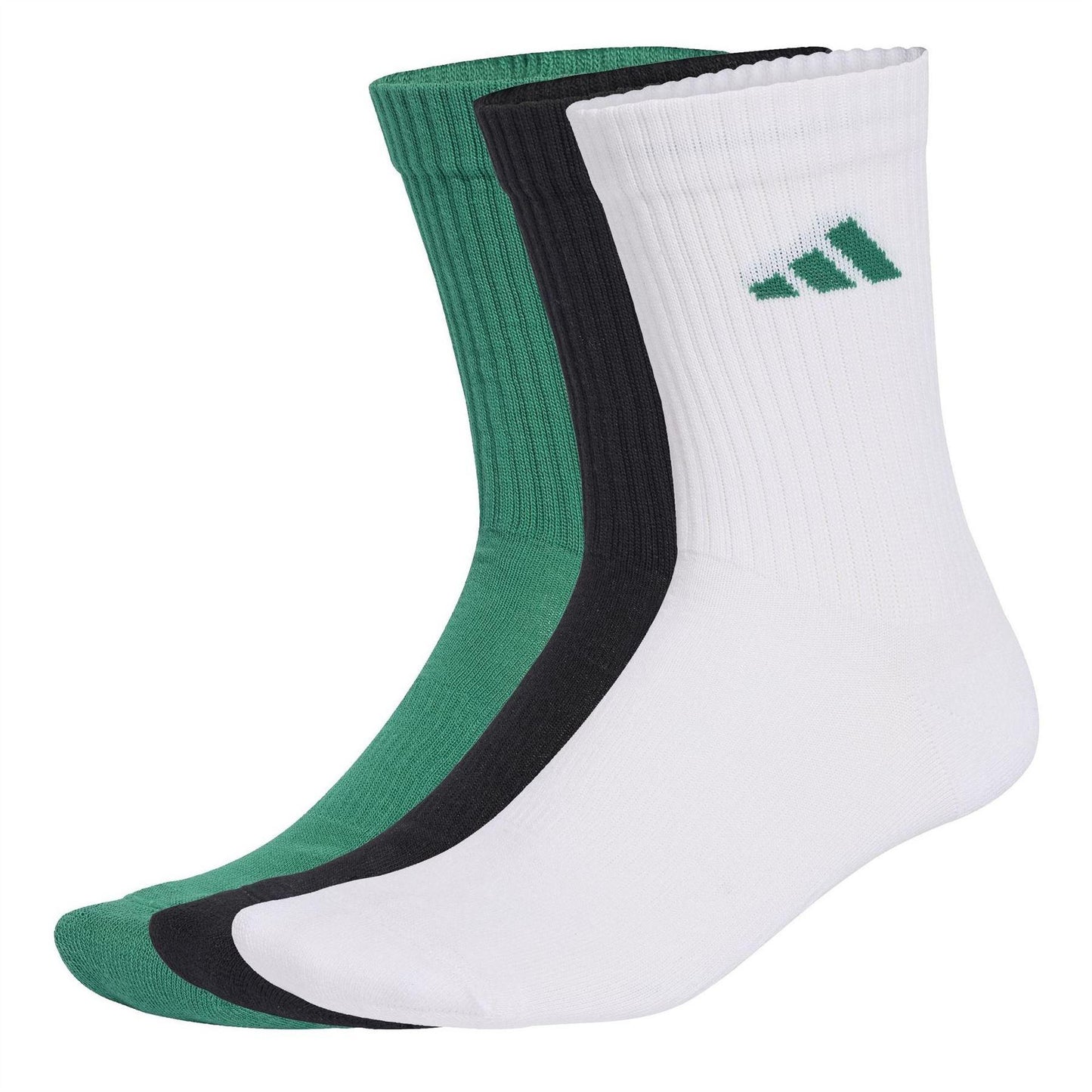 Green-Yellow - Back - Adidas Unisex Adult Crew Socks (Pack of 3)