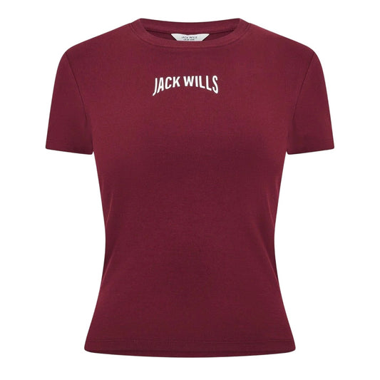 Wine - Front - Jack Wills Womens-Ladies Baby Slim T-Shirt
