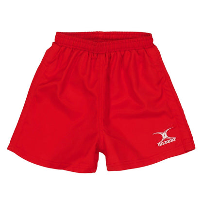 Red - Front - Gilbert Childrens-Kids Rugby Shorts