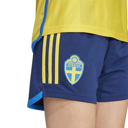 Team Navy Blue - Side - Adidas Womens-Ladies Team Sweden FA Sport Football Shorts