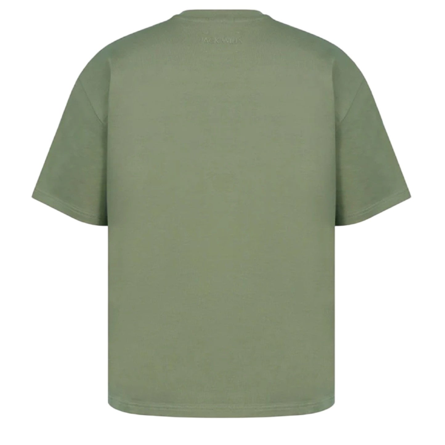 Khaki - Back - Jack Wills Mens Single Jersey Boxy T-Shirt