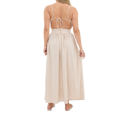 Cream - Back - I Saw It First Womens-Ladies Linen Blend Maxi Dress
