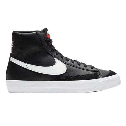 Black-White - Front - Nike Childrens-Kids Blazer 77 Leather High Top Trainers