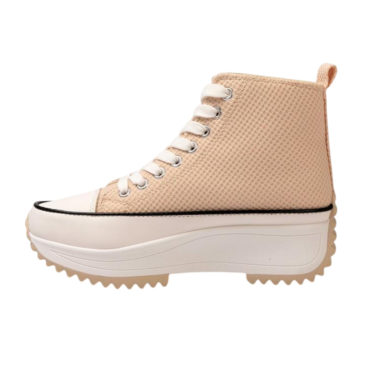 Beige - Back - Firetrap Womens-Ladies Platform High Top Trainers