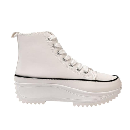 White - Front - Firetrap Womens-Ladies Platform High Top Trainers