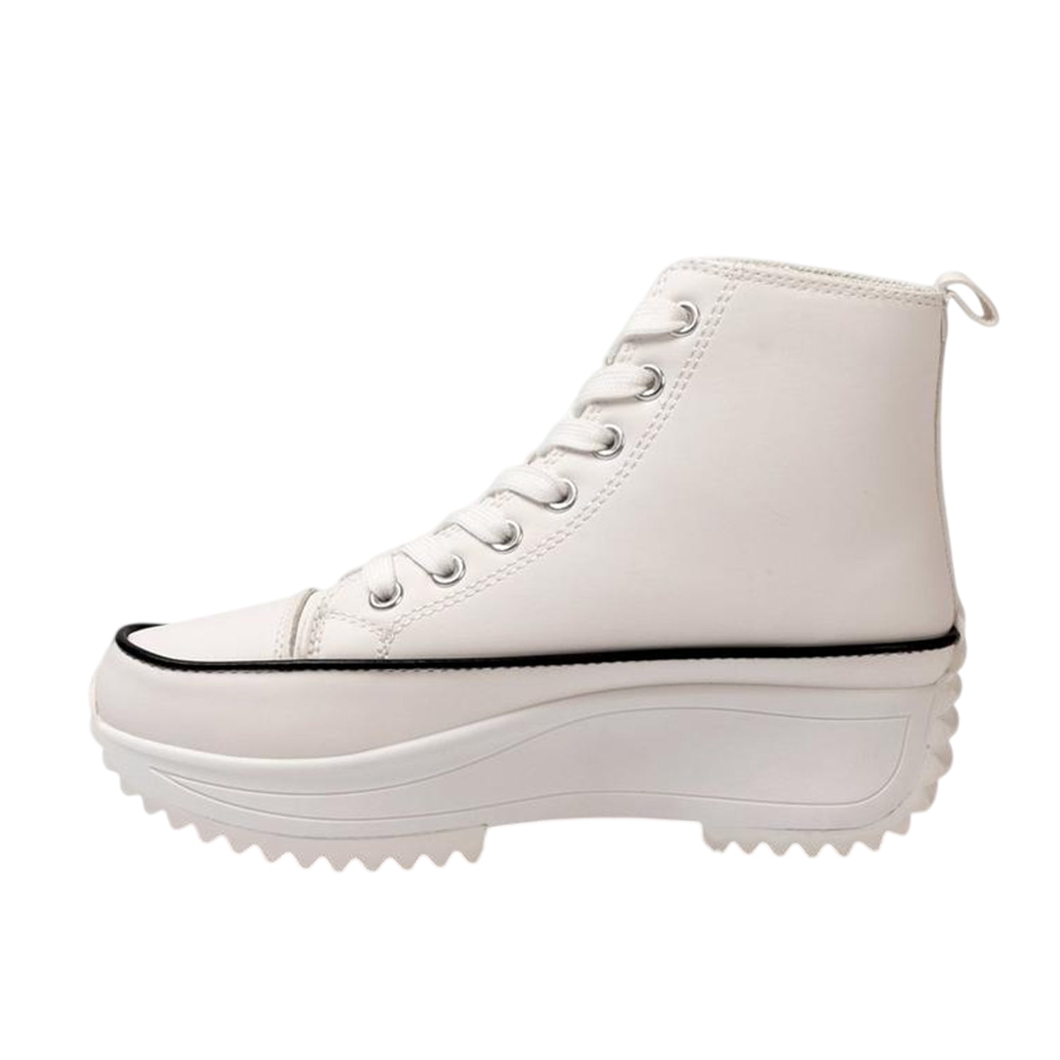 White - Back - Firetrap Womens-Ladies Platform High Top Trainers