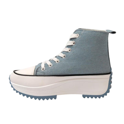 Blue - Back - Firetrap Womens-Ladies Platform High Top Trainers