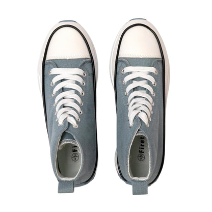 Blue - Side - Firetrap Womens-Ladies Platform High Top Trainers