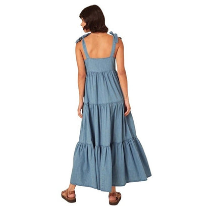 Blue - Back - Nobody´s Child Womens-Ladies Iris Square Neck Sleeveless Maxi Dress