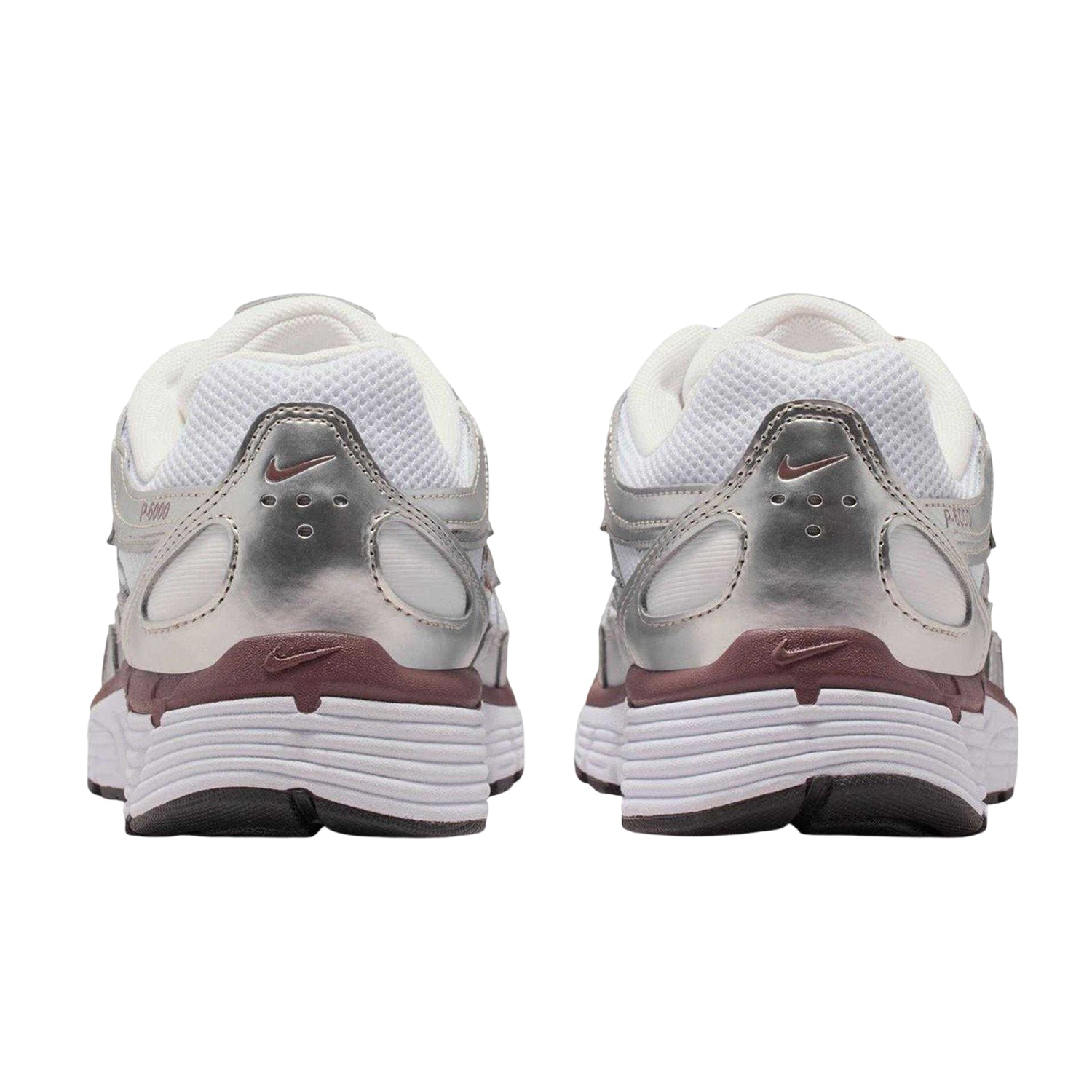 Silver - Back - Nike Womens-Ladies P-6000 Leather Chunky Sole Trainers