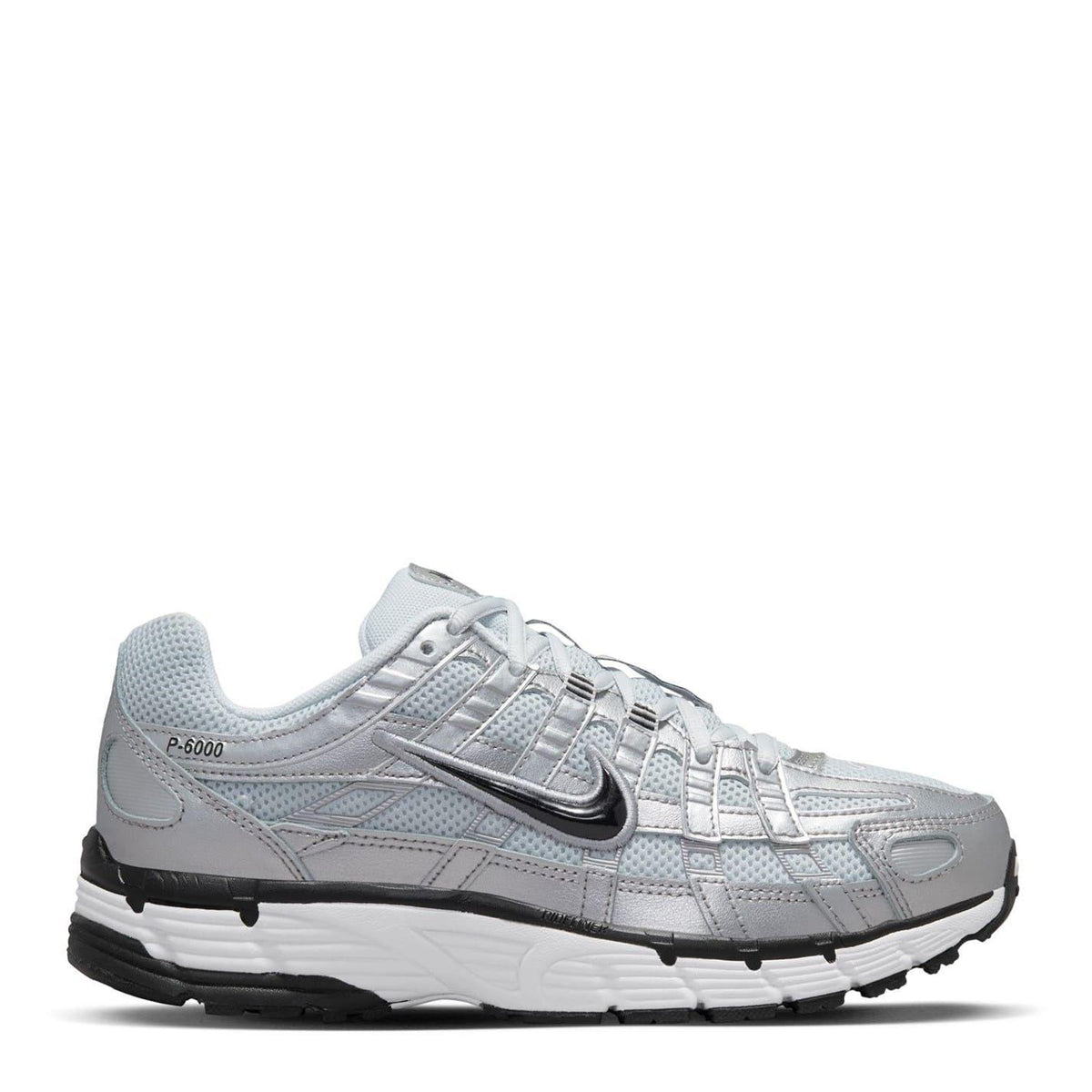 White-Silver - Front - Nike Womens-Ladies P-6000 Leather Chunky Sole Trainers