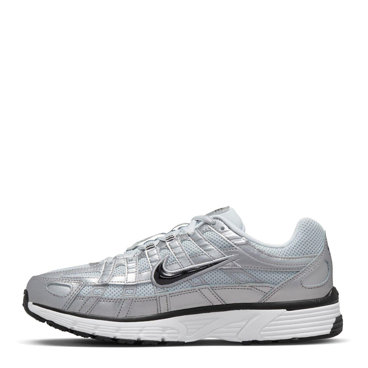 White-Silver - Back - Nike Womens-Ladies P-6000 Leather Chunky Sole Trainers