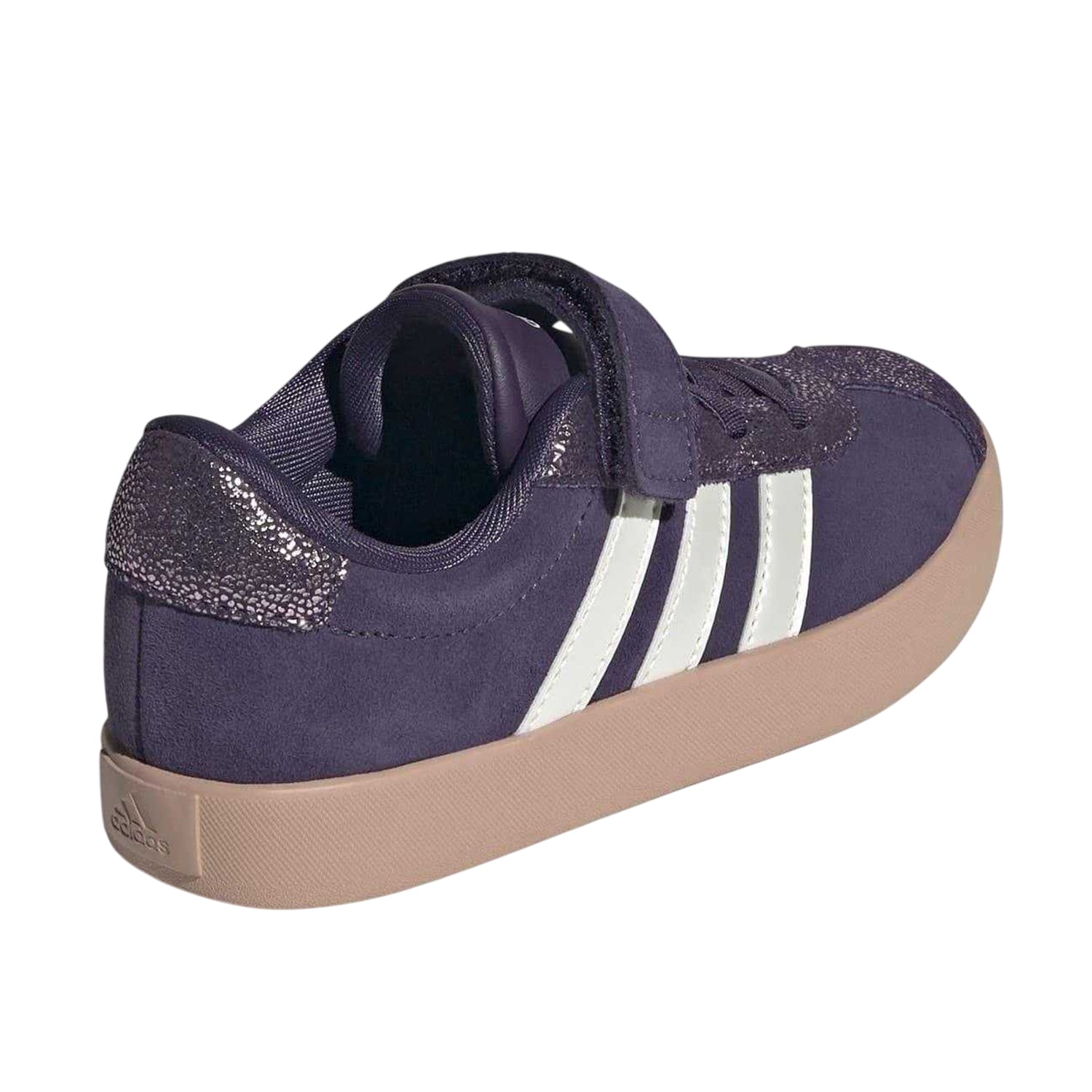 Plum - Back - Adidas Childrens-Kids VL Court 3.0 Suede Trainers