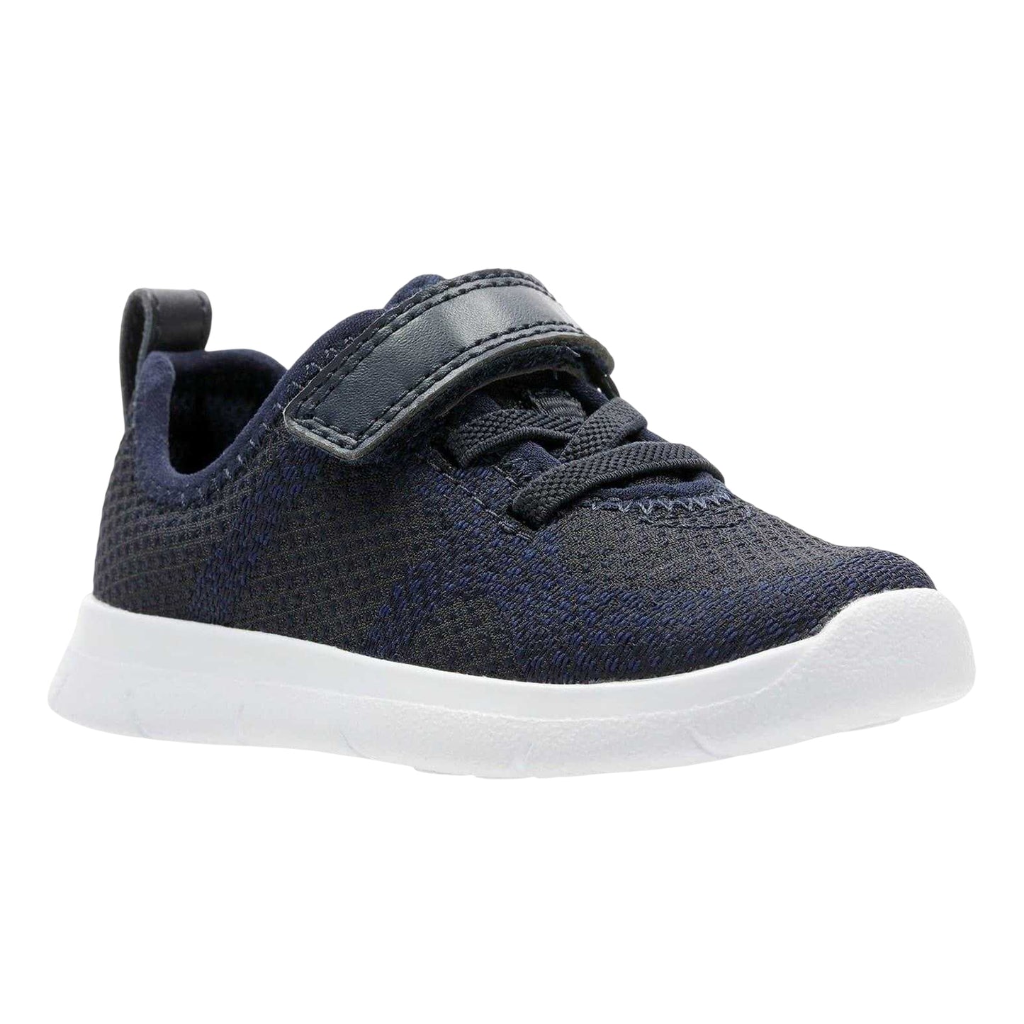 Navy - Side - Clarks Baby Ath Flux Flat Trainers