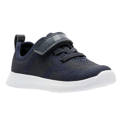 Navy - Side - Clarks Baby Ath Flux Flat Trainers