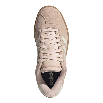 Pink-White-Gum - Lifestyle - Adidas Girls Court Bold 3 Stripes Leather Platform Trainers