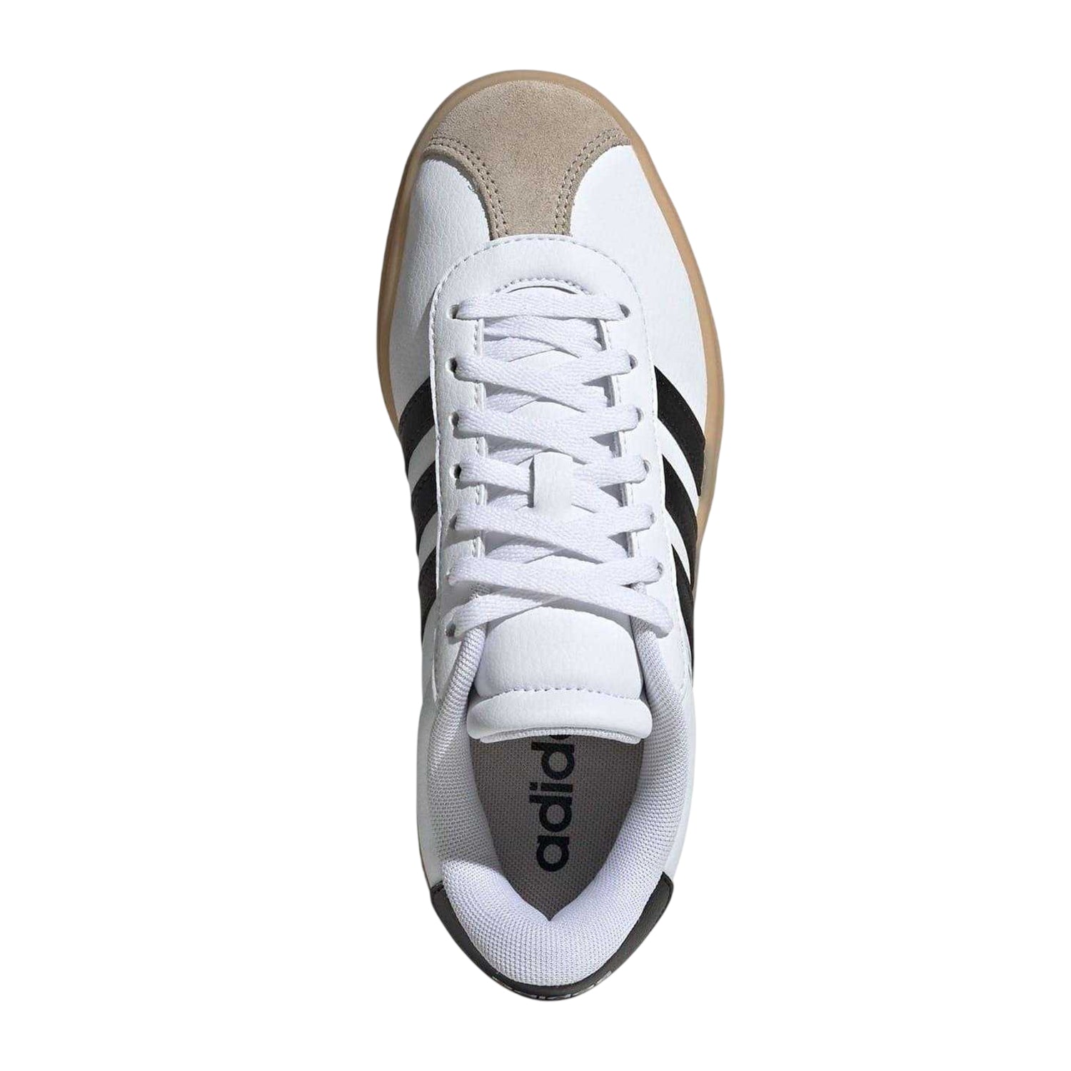 White-Black-Gum - Lifestyle - Adidas Girls Court Bold 3 Stripes Leather Platform Trainers