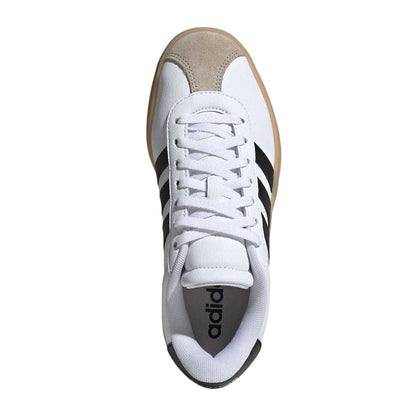White-Black-Gum - Lifestyle - Adidas Girls Court Bold 3 Stripes Leather Platform Trainers