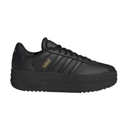 Black - Front - Adidas Girls Court Bold 3 Stripes Leather Platform Trainers