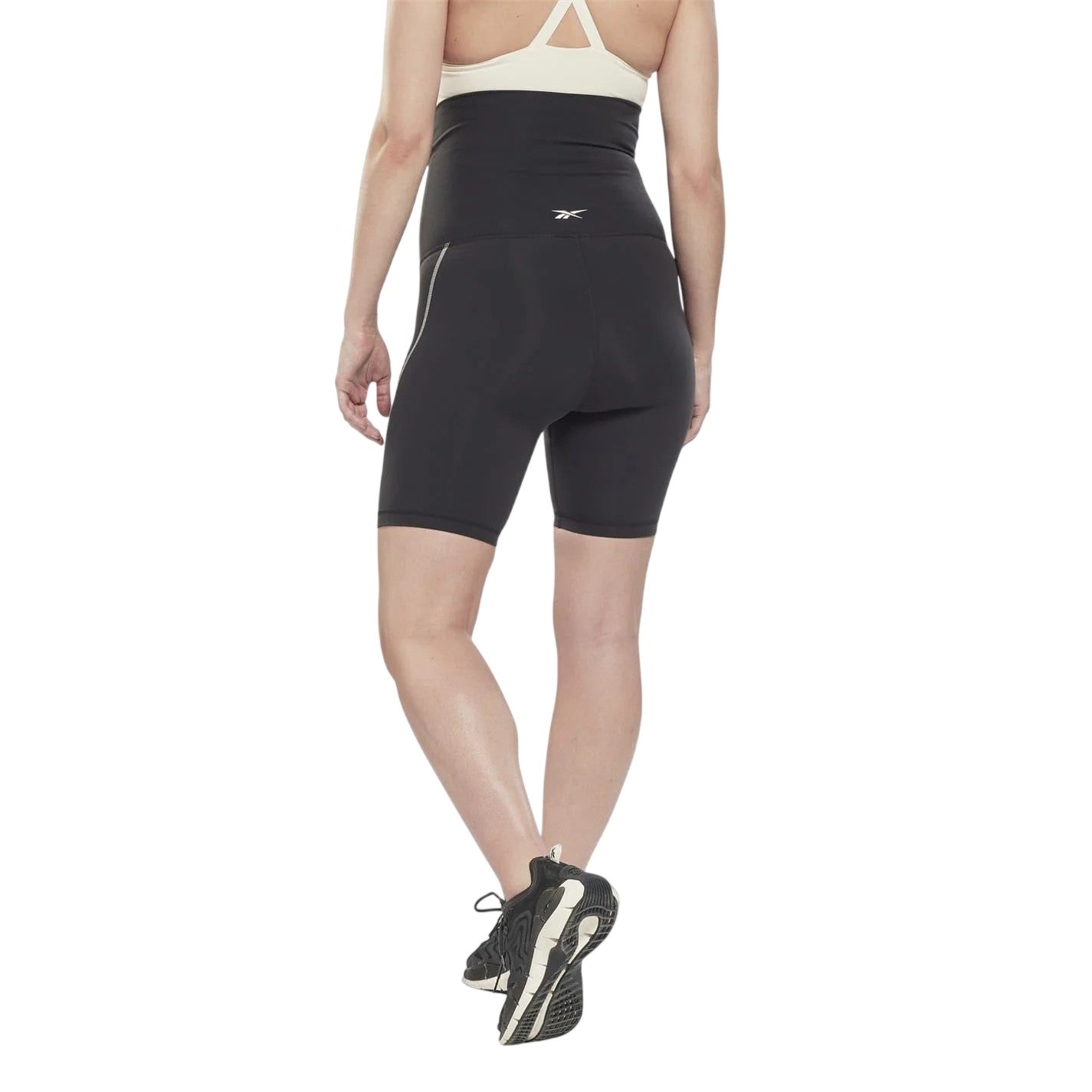 Black - Back - Reebok Womens-Ladies Lux Maternity Biker Shorts