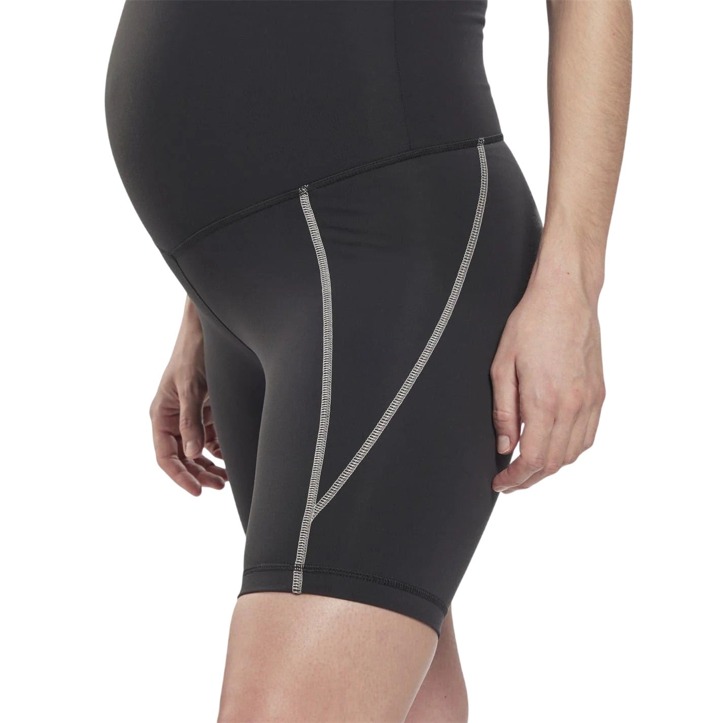 Black - Side - Reebok Womens-Ladies Lux Maternity Biker Shorts