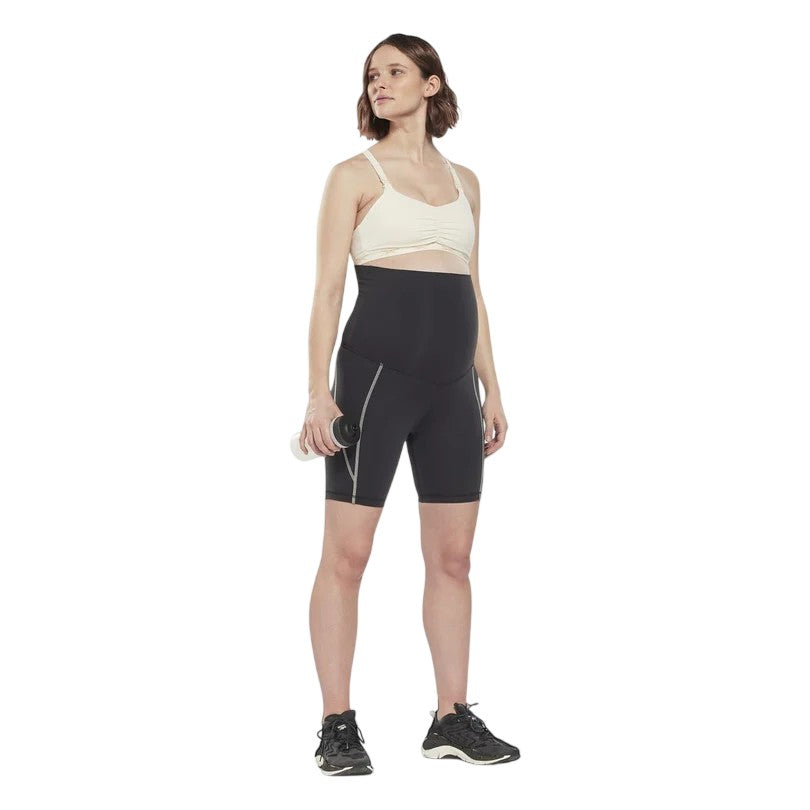 Black - Pack Shot - Reebok Womens-Ladies Lux Maternity Biker Shorts