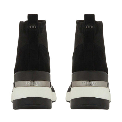 Black - Back - Dune London Womens-Ladies Engel Suede Wedge Trainers