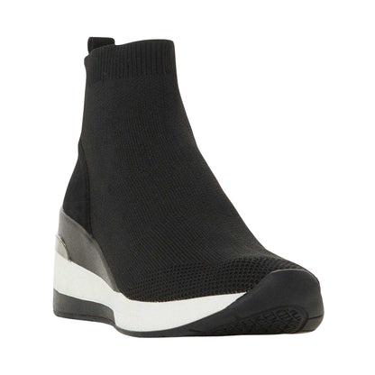 Black - Side - Dune London Womens-Ladies Engel Suede Wedge Trainers