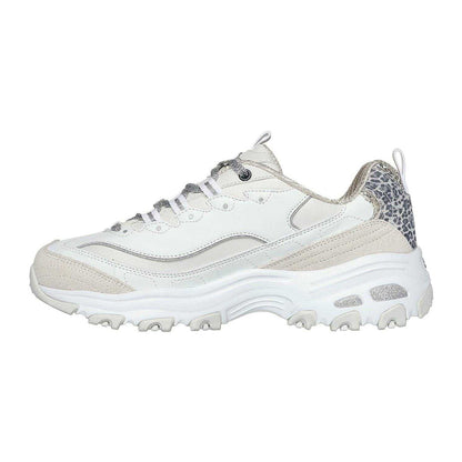 White-Green-Black - Back - Skechers Womens-Ladies Dlite Chic Leather Chunky Sole Trainers