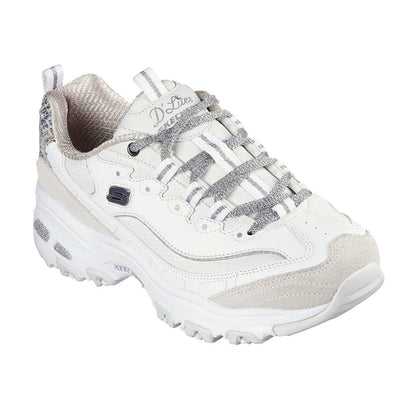 White-Green-Black - Side - Skechers Womens-Ladies Dlite Chic Leather Chunky Sole Trainers