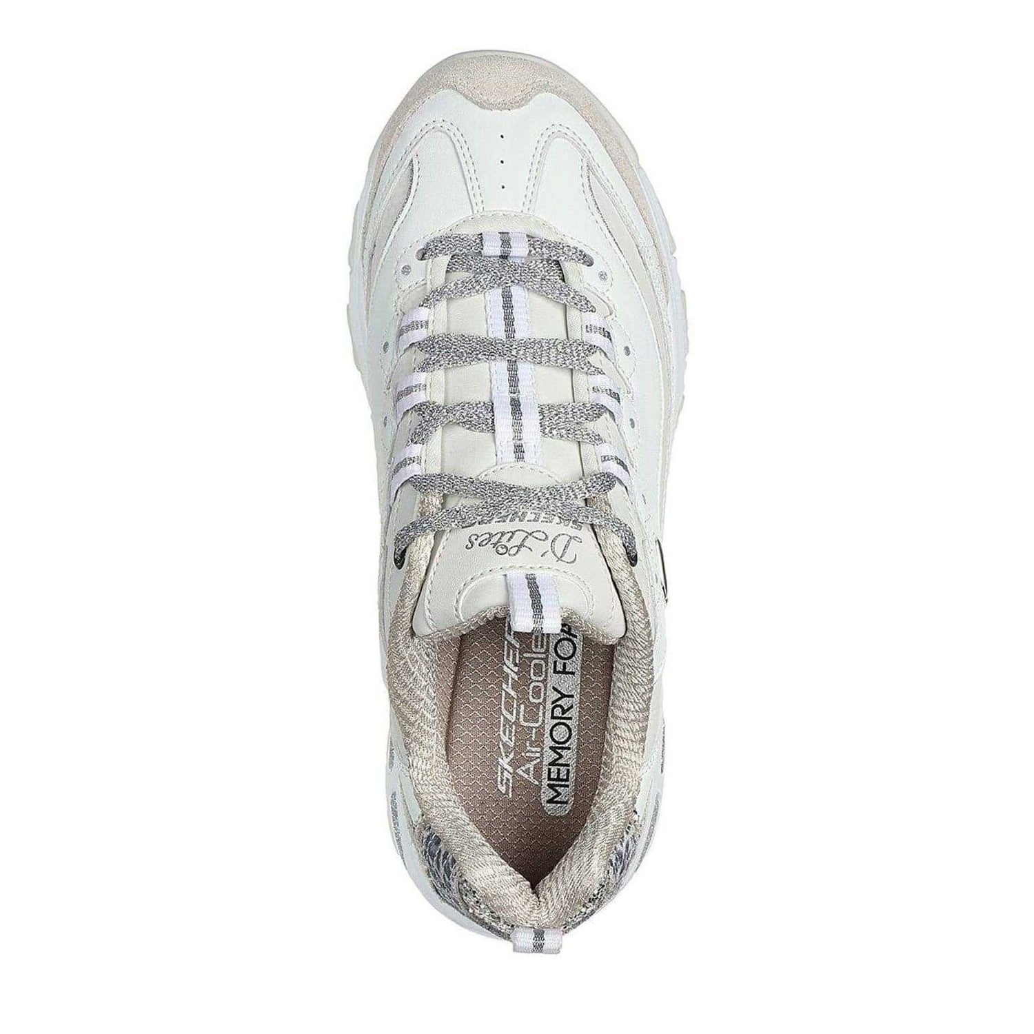 White-Green-Black - Lifestyle - Skechers Womens-Ladies Dlite Chic Leather Chunky Sole Trainers