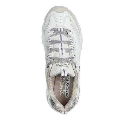 White-Green-Black - Lifestyle - Skechers Womens-Ladies Dlite Chic Leather Chunky Sole Trainers