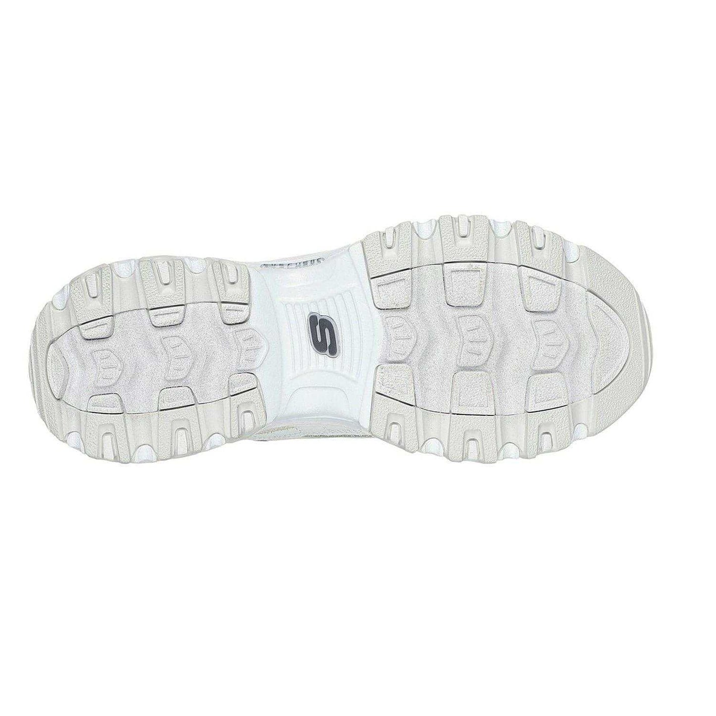 White-Green-Black - Pack Shot - Skechers Womens-Ladies Dlite Chic Leather Chunky Sole Trainers