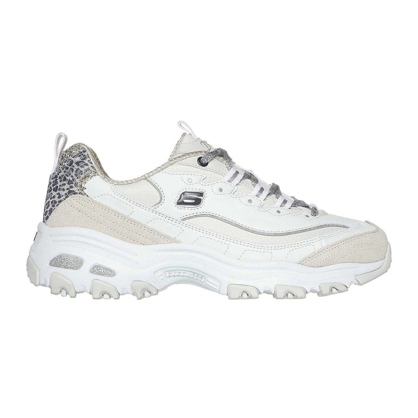 White-Green-Black - Front - Skechers Womens-Ladies Dlite Chic Leather Chunky Sole Trainers