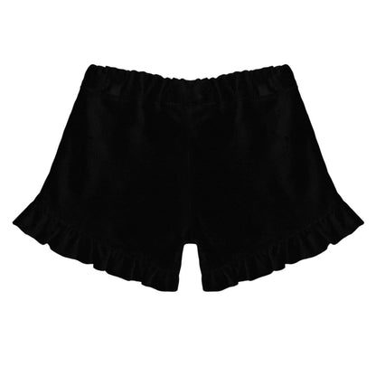 Black - Back - Elevate Girls Velvet Ruffled Casual Shorts