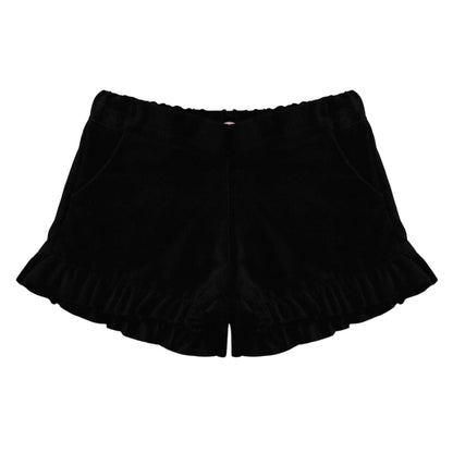 Black - Front - Elevate Girls Velvet Ruffled Casual Shorts