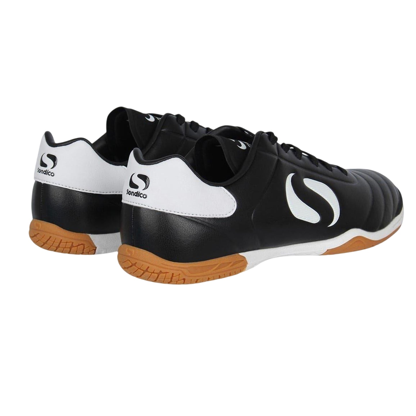 Black-White - Back - Sondico Mens Strike Leather Indoor Football Trainers
