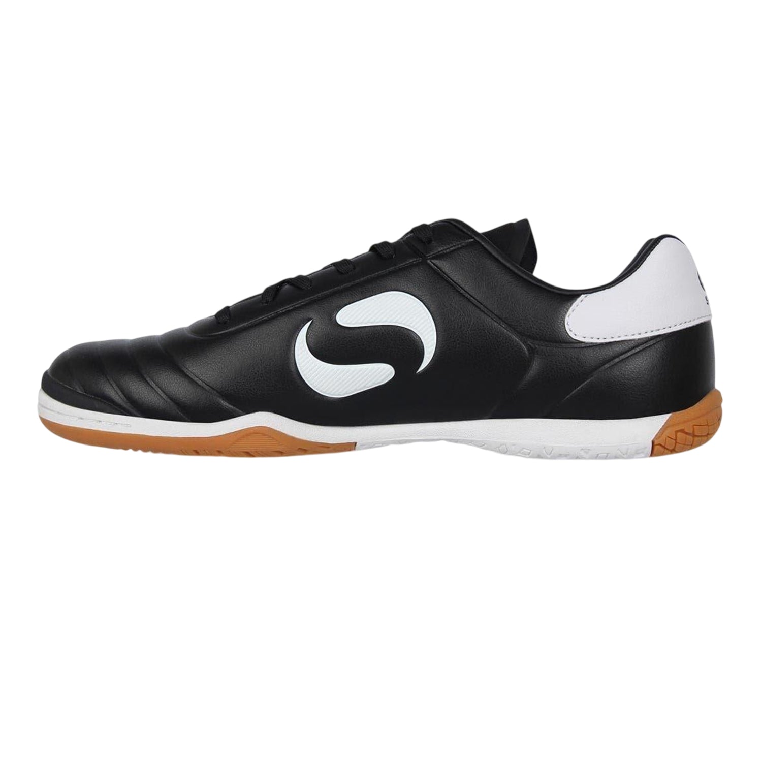 Black-White - Side - Sondico Mens Strike Leather Indoor Football Trainers