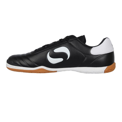 Black-White - Side - Sondico Mens Strike Leather Indoor Football Trainers