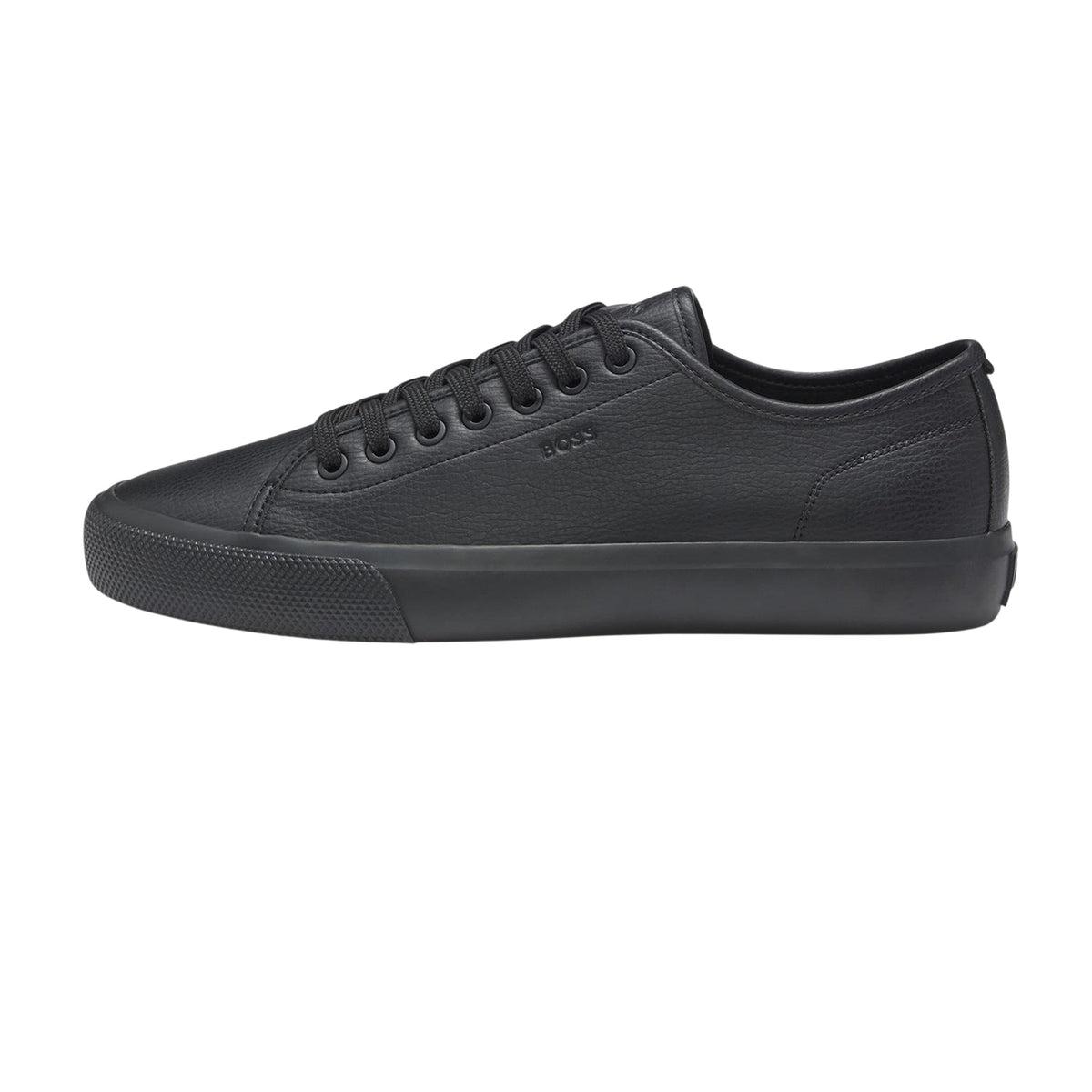 Black - Side - Boss Mens Profile Leather Low Sport Trainers