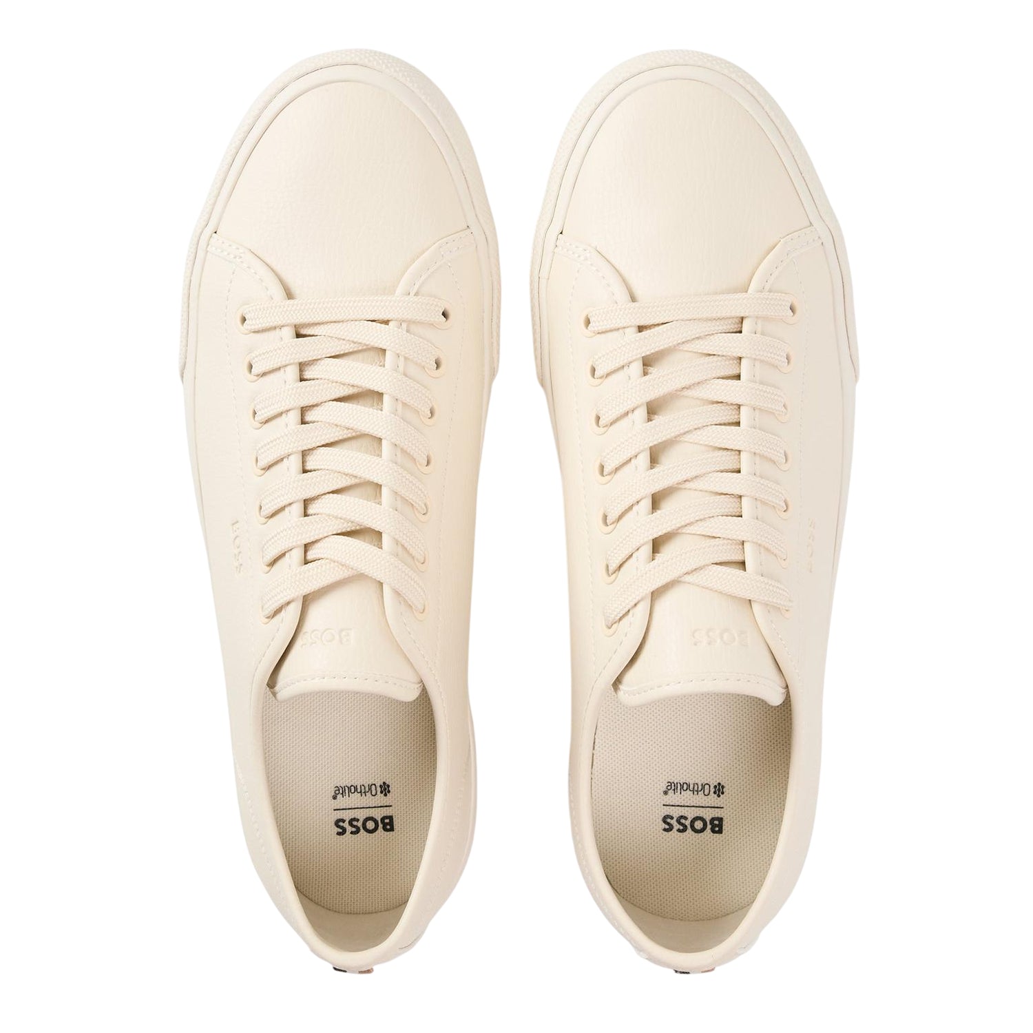 Light Beige - Side - Boss Mens Profile Leather Low Sport Trainers