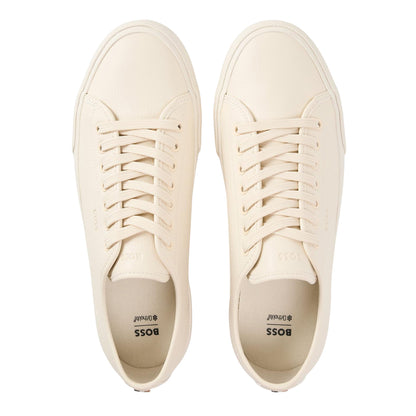 Light Beige - Side - Boss Mens Profile Leather Low Sport Trainers