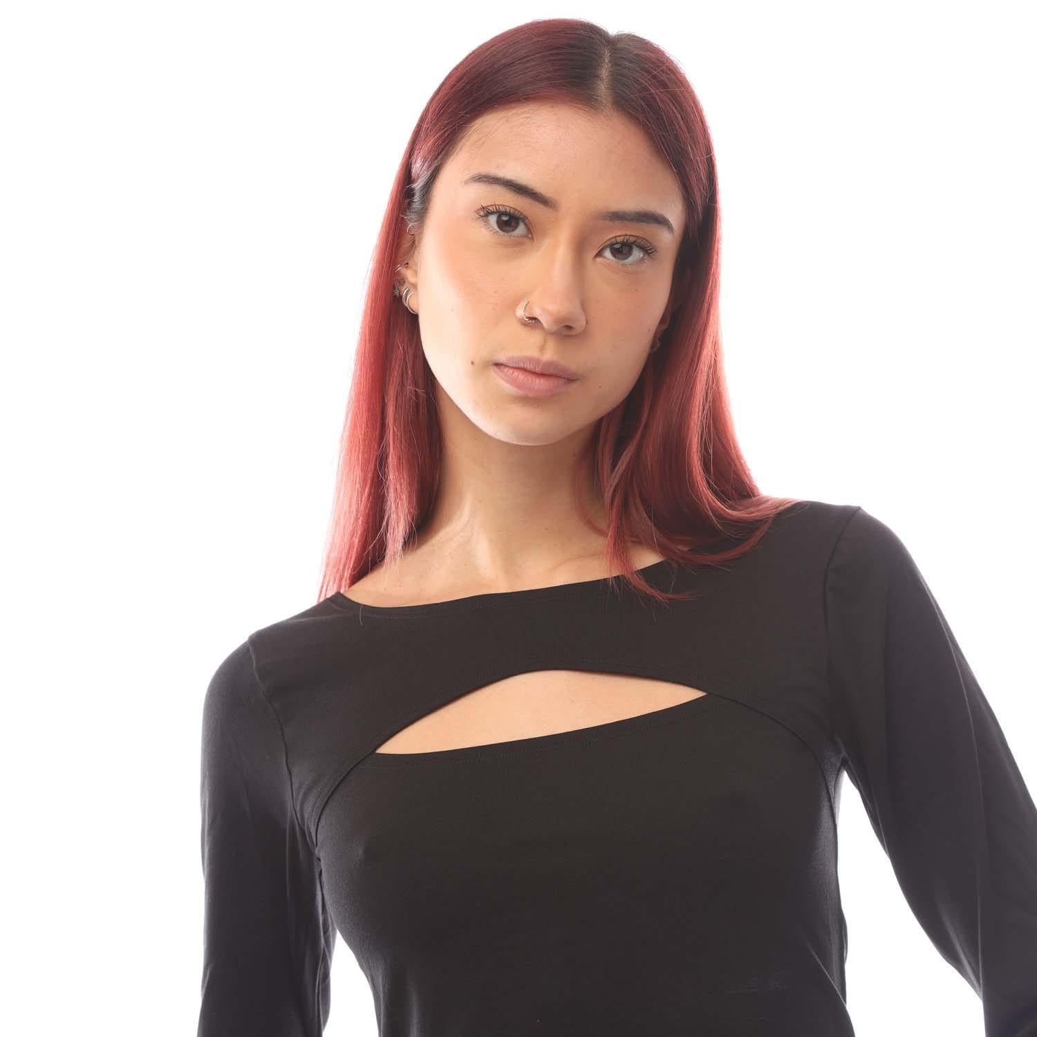 Black - Side - Hugo Womens-Ladies Kat Scoop Lounge Top