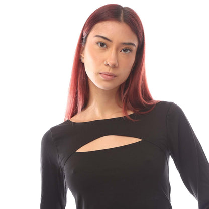 Black - Side - Hugo Womens-Ladies Kat Scoop Lounge Top