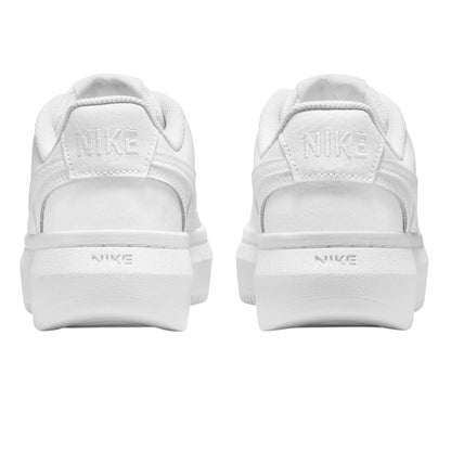 White - Back - Nike Womens-Ladies Court Vision Swoosh Leather Platform Trainers
