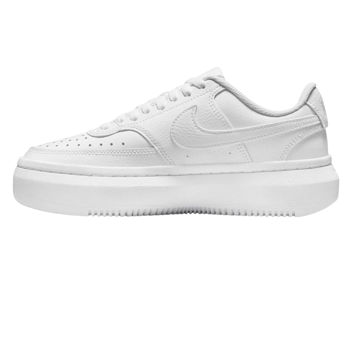 White - Side - Nike Womens-Ladies Court Vision Swoosh Leather Platform Trainers