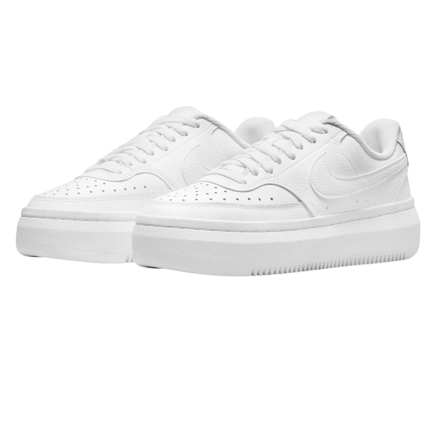 White - Lifestyle - Nike Womens-Ladies Court Vision Swoosh Leather Platform Trainers