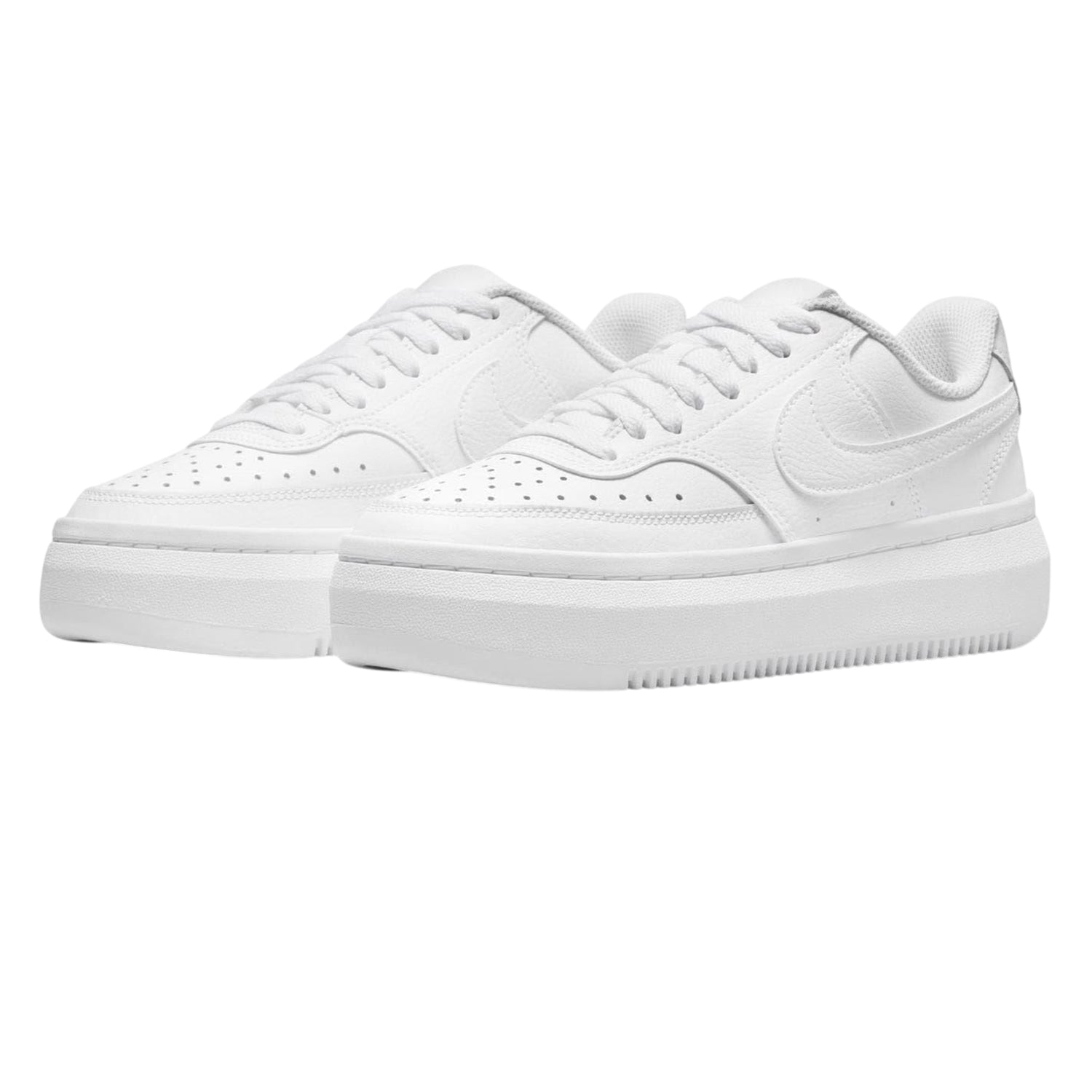 White - Lifestyle - Nike Womens-Ladies Court Vision Swoosh Leather Platform Trainers