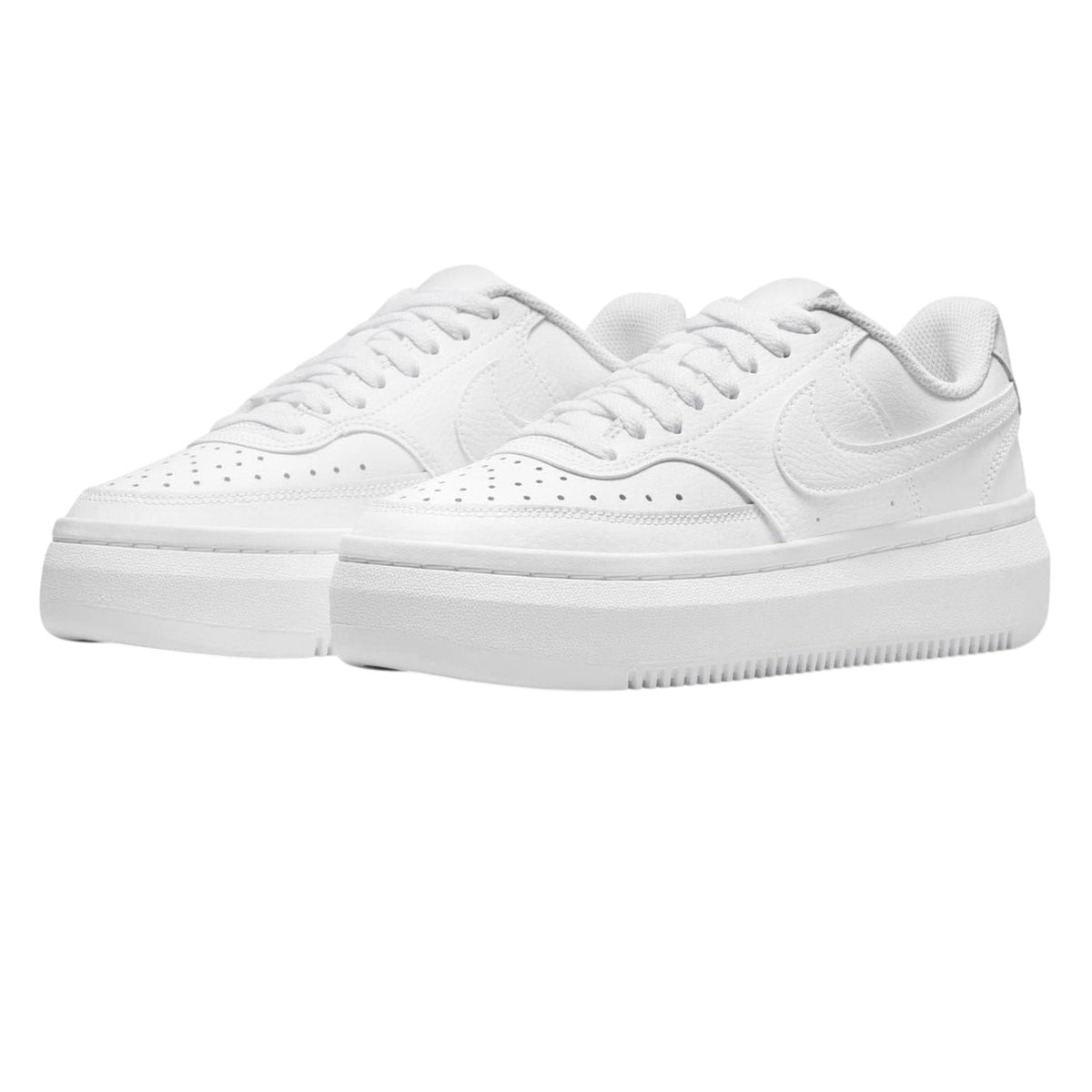 White - Lifestyle - Nike Womens-Ladies Court Vision Swoosh Leather Platform Trainers